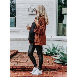 Spanx Mama Faux Leather Leggings Pregnancy Maternity Pants Black New Size Medium